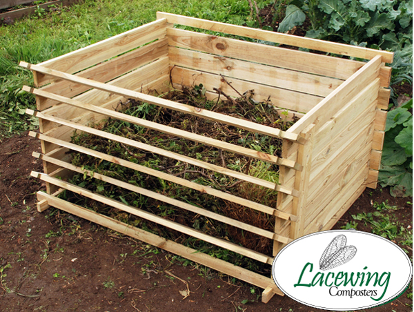 Bac à Compost en Bois "Facile à Charger" - Grande Taille (718 Litres) Par Lacewing™